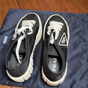 Prada Black and White Athletic Shoes